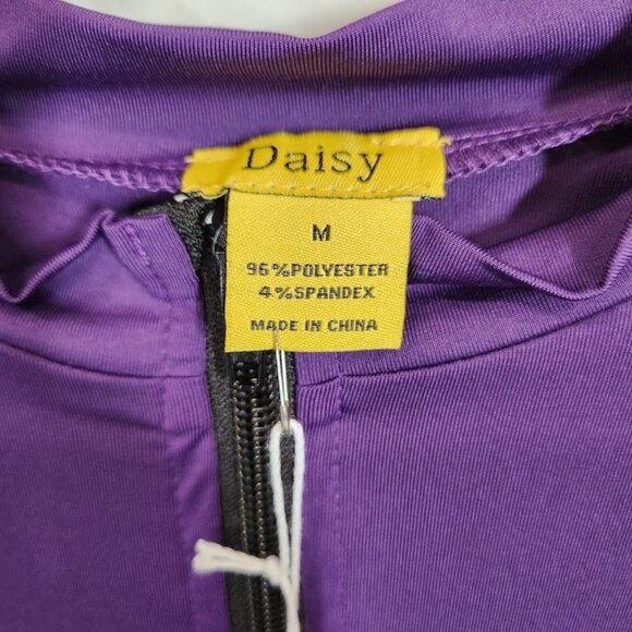 Daisy Zip Front Mock Neck‎ Romper - Purple - Size Medium - Picture 7 of 8